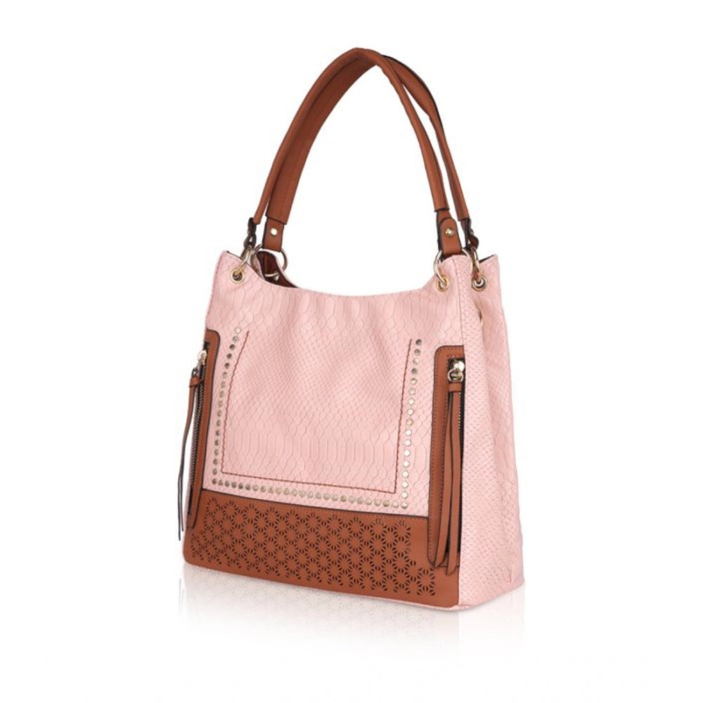 Generic Women's Faux Leather Printed Tote Bag (Pink)