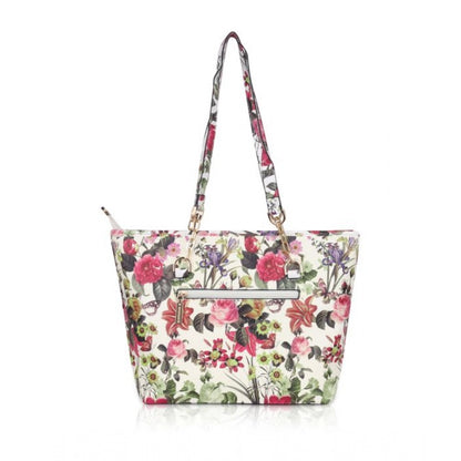 Generic Women's Faux Leather Printed Tote Bag (White Pink)