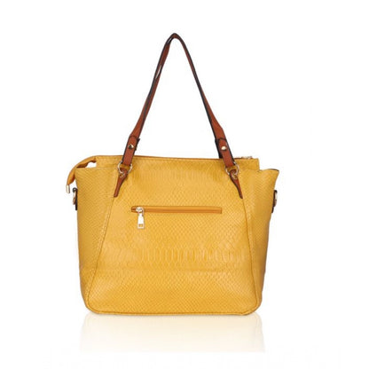 Generic Women's Faux Leather Textured Tote Bag (Yellow)