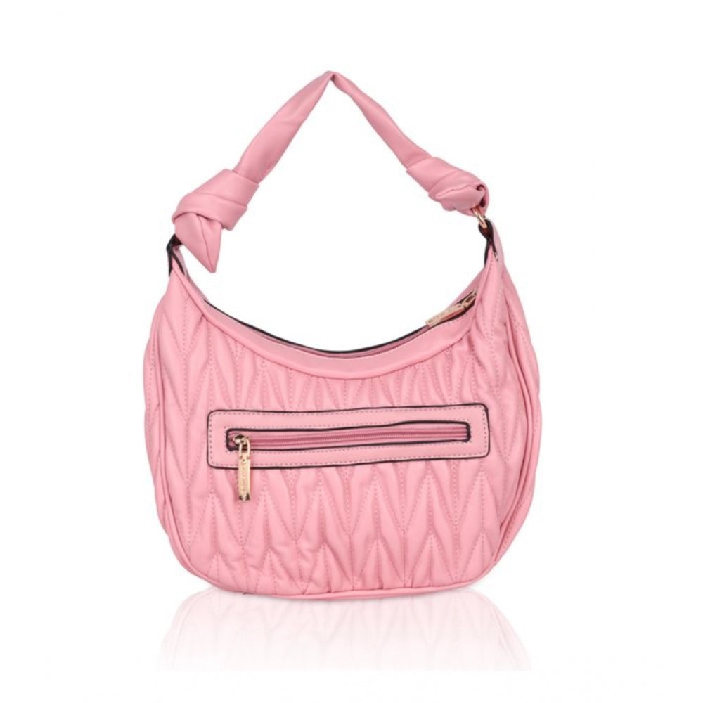 Generic Women's Faux Leather Textured Handbag (Pink)