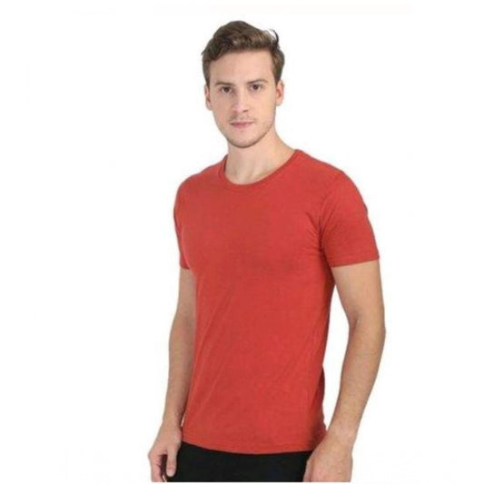 Roneclick Men's Casual Short Sleeves Cotton Round Neck T-shirt (Red)