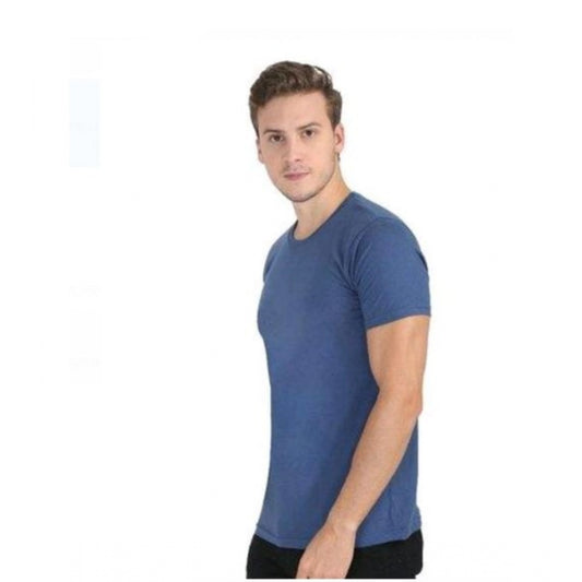 Roneclick Men's Casual Short Sleeves Cotton Round Neck T-shirt (Blue)