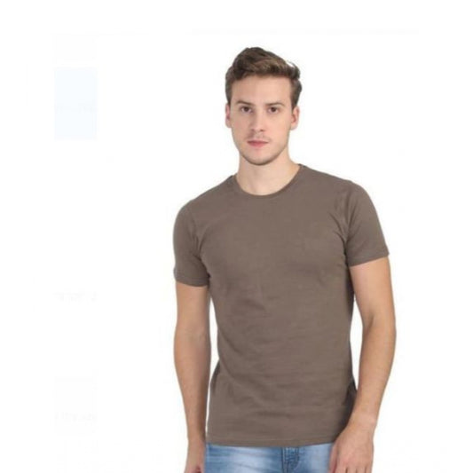 Roneclick Men's Casual Short Sleeves Cotton Round Neck T-shirt (Khaki)