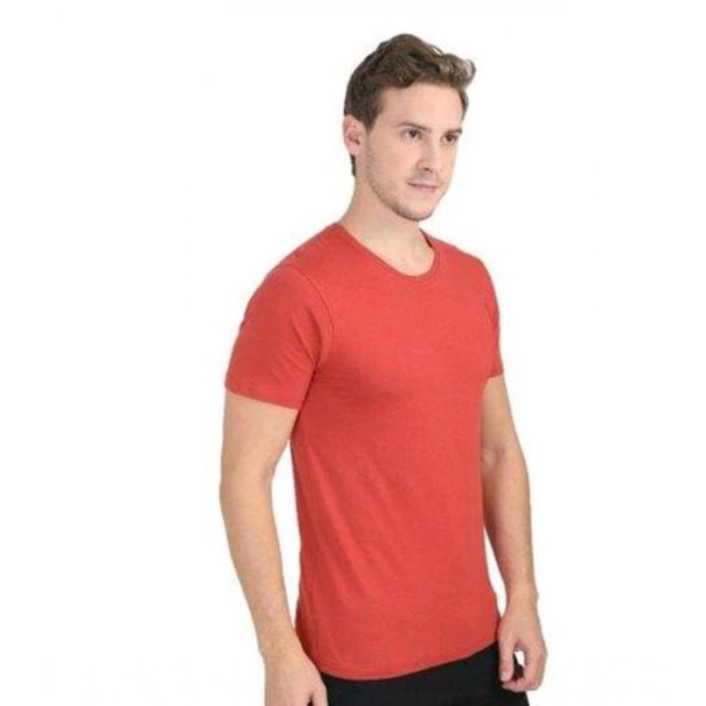 Roneclick Men's Casual Short Sleeves Cotton Round Neck T-shirt (Red)