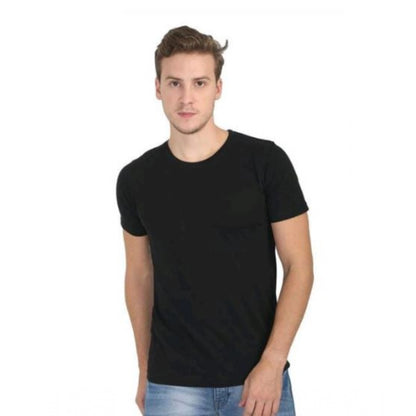 Roneclick Men's Casual Short Sleeves Cotton Round Neck T-shirt (Black)