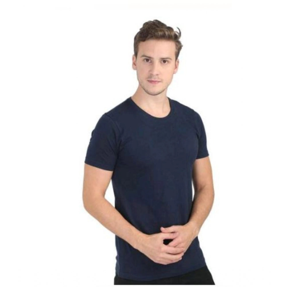 Roneclick Men's Casual Short Sleeves Cotton Round Neck T-shirt (Black)