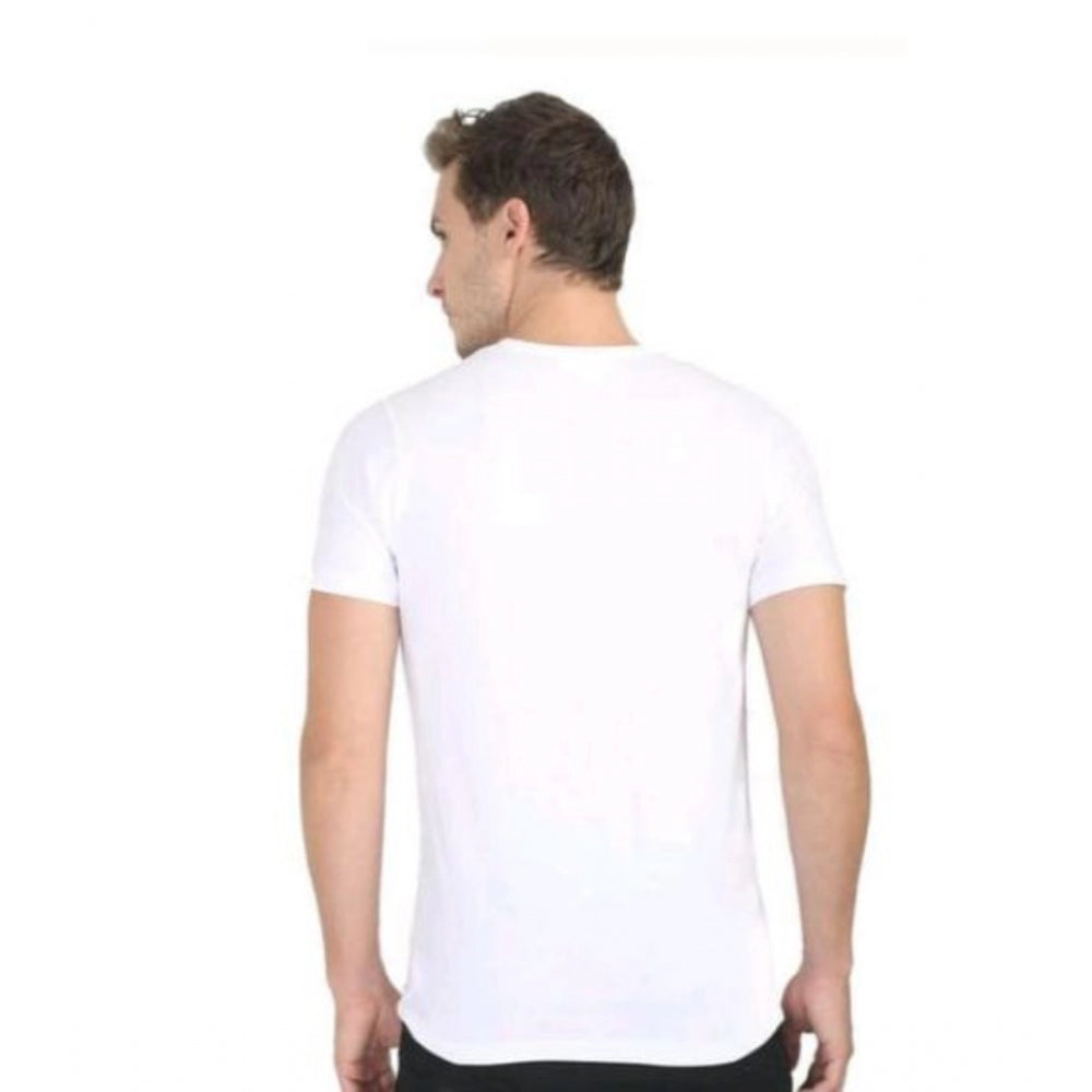 Roneclick Men's Casual Short Sleeves Cotton Round Neck T-shirt (White)