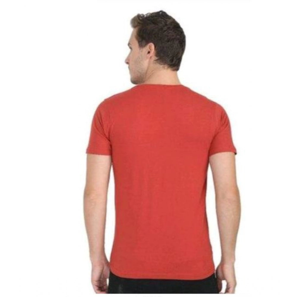 Roneclick Men's Casual Short Sleeves Cotton Round Neck T-shirt (Red)