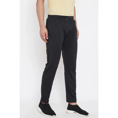 Roneclick Men's Solid Polyester Regular Track Pant (Black)