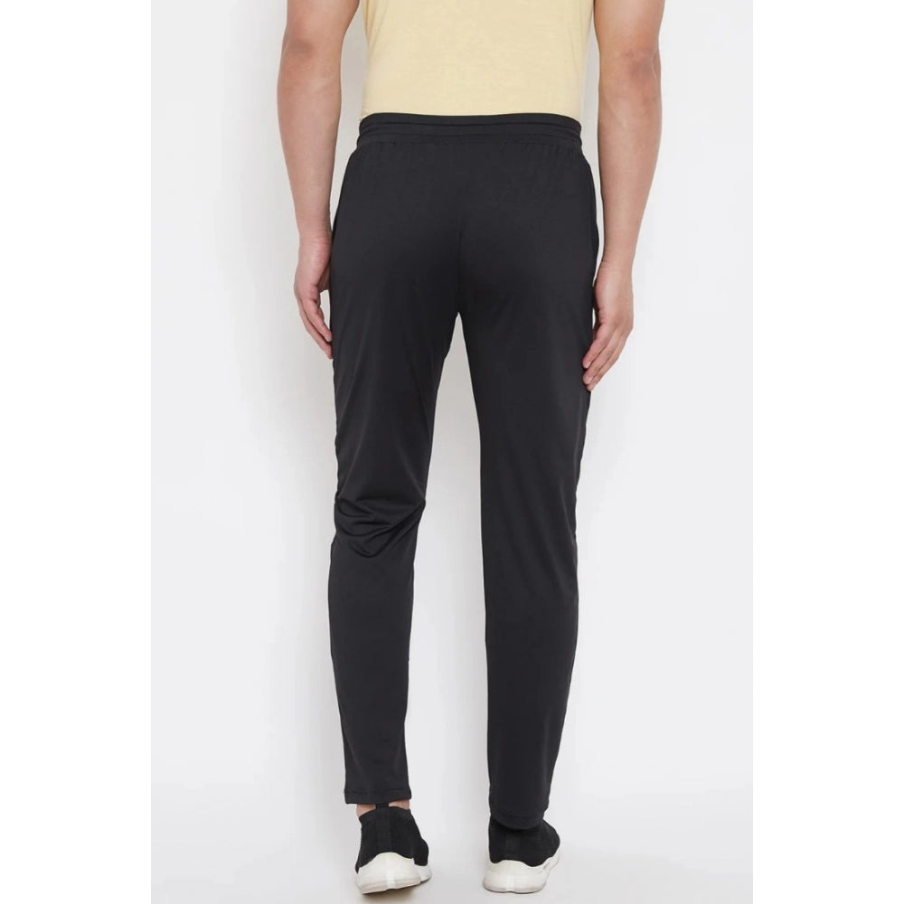 Roneclick Men's Solid Polyester Regular Track Pant (Black)