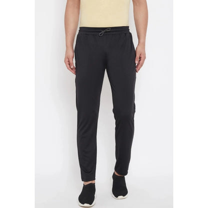 Roneclick Men's Solid Polyester Regular Track Pant (Black)