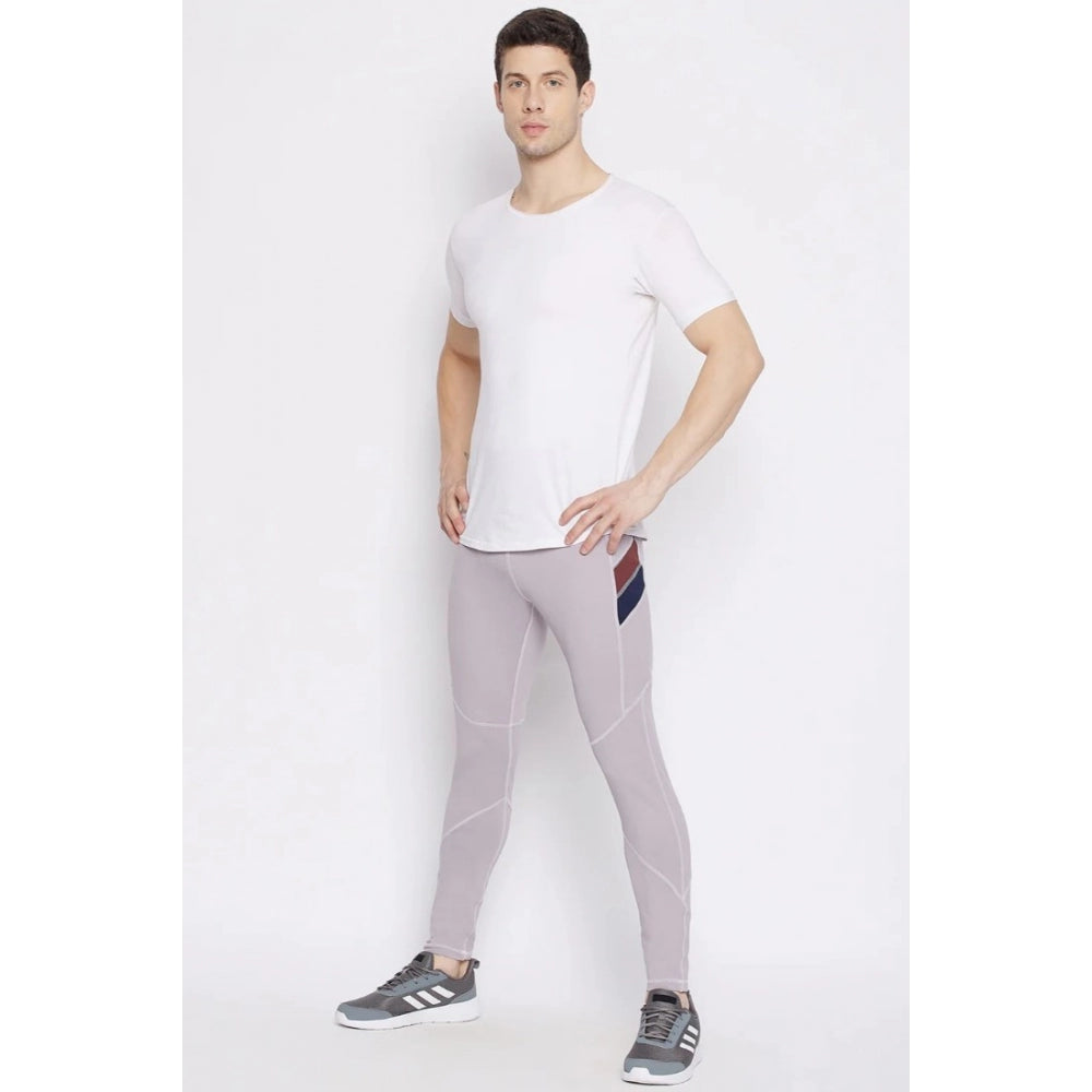 Roneclick Men's Solid Polyester Tights (Grey)