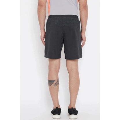 Roneclick Men's Solid Polyester Above Knee Shorts (Black)