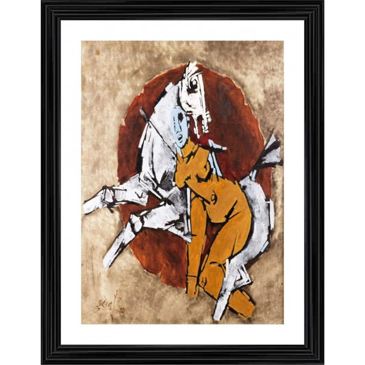 Roneclick A Queens Horse Painting With Wood Photo Frame (Multicolor)