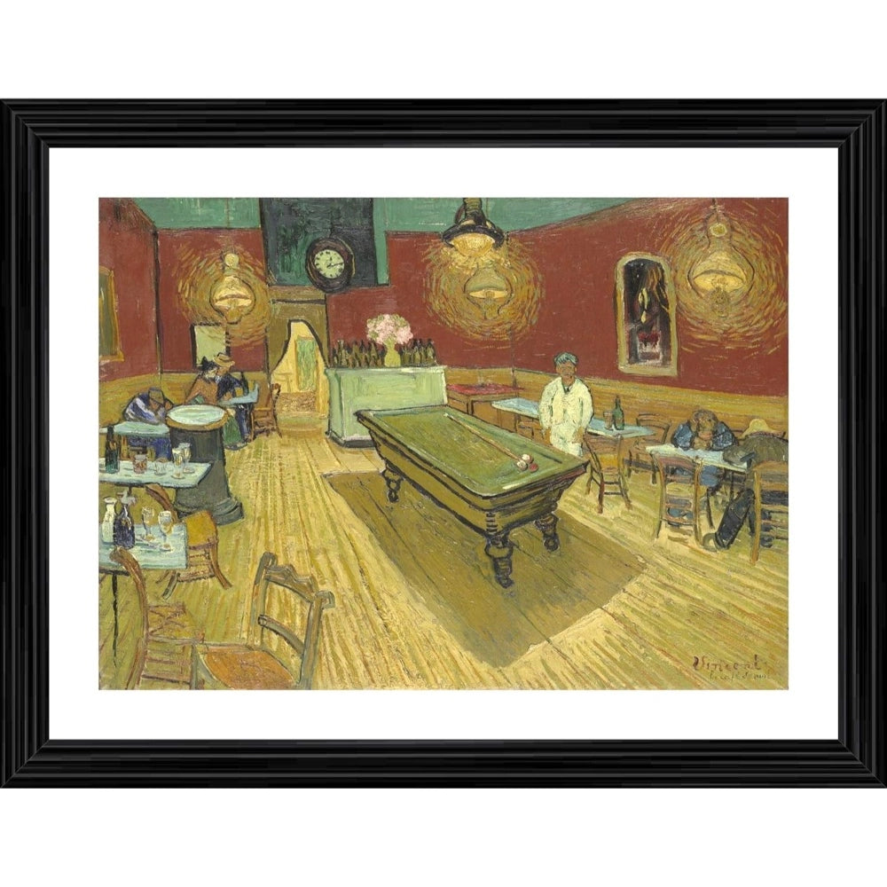 Roneclick The Night Cafe 1888 Painting With Wood Photo Frame (Multicolor)