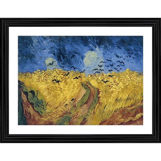 Roneclick Wheatfield with Crows 1890 Painting With Wood Photo Frame (Multicolor)