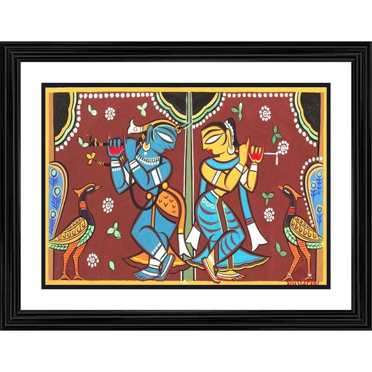 Roneclick Radha Krishna Painting With Wood Photo Frame (Multicolor)