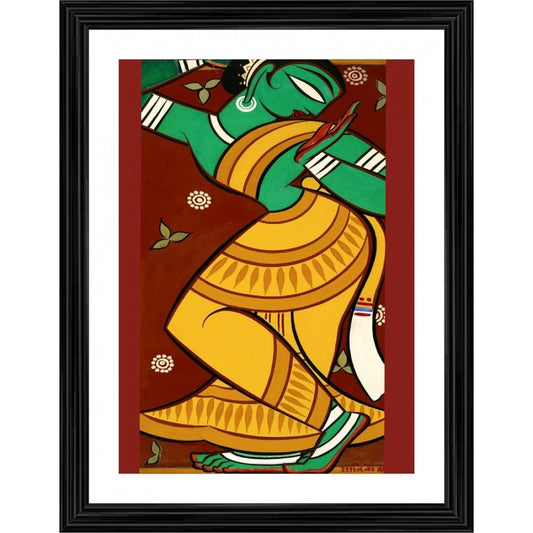 Generic Dancing Woman 1 Painting With Wood Photo Frame (Multicolor)