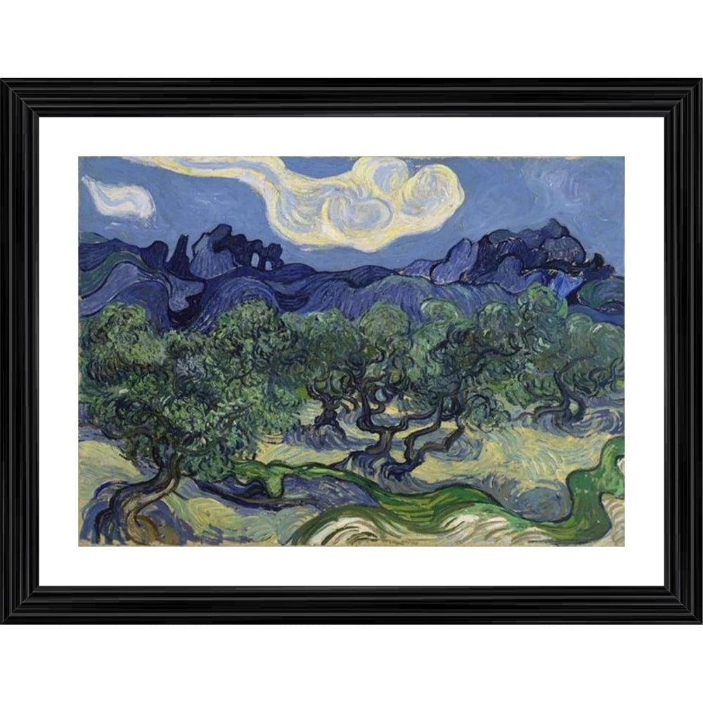 Roneclick Olive Trees 1889 Painting With Wood Photo Frame (Multicolor)