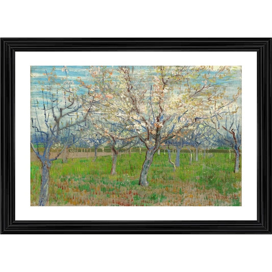 Roneclick The Pink Orchard 1888 Painting With Wood Photo Frame (Multicolor)