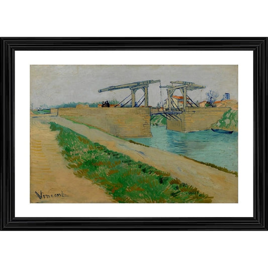 Roneclick The Langlois Bridge 1888 Painting With Wood Photo Frame (Multicolor)