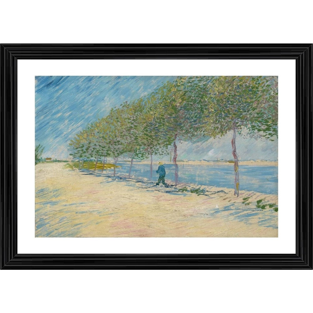 Roneclick By the Seine 1887 Painting With Wood Photo Frame (Multicolor)