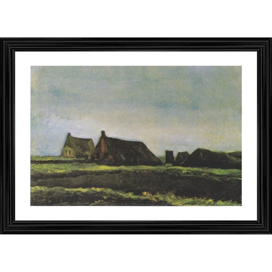 Roneclick Cottages 1883 Painting With Wood Photo Frame (Multicolor)