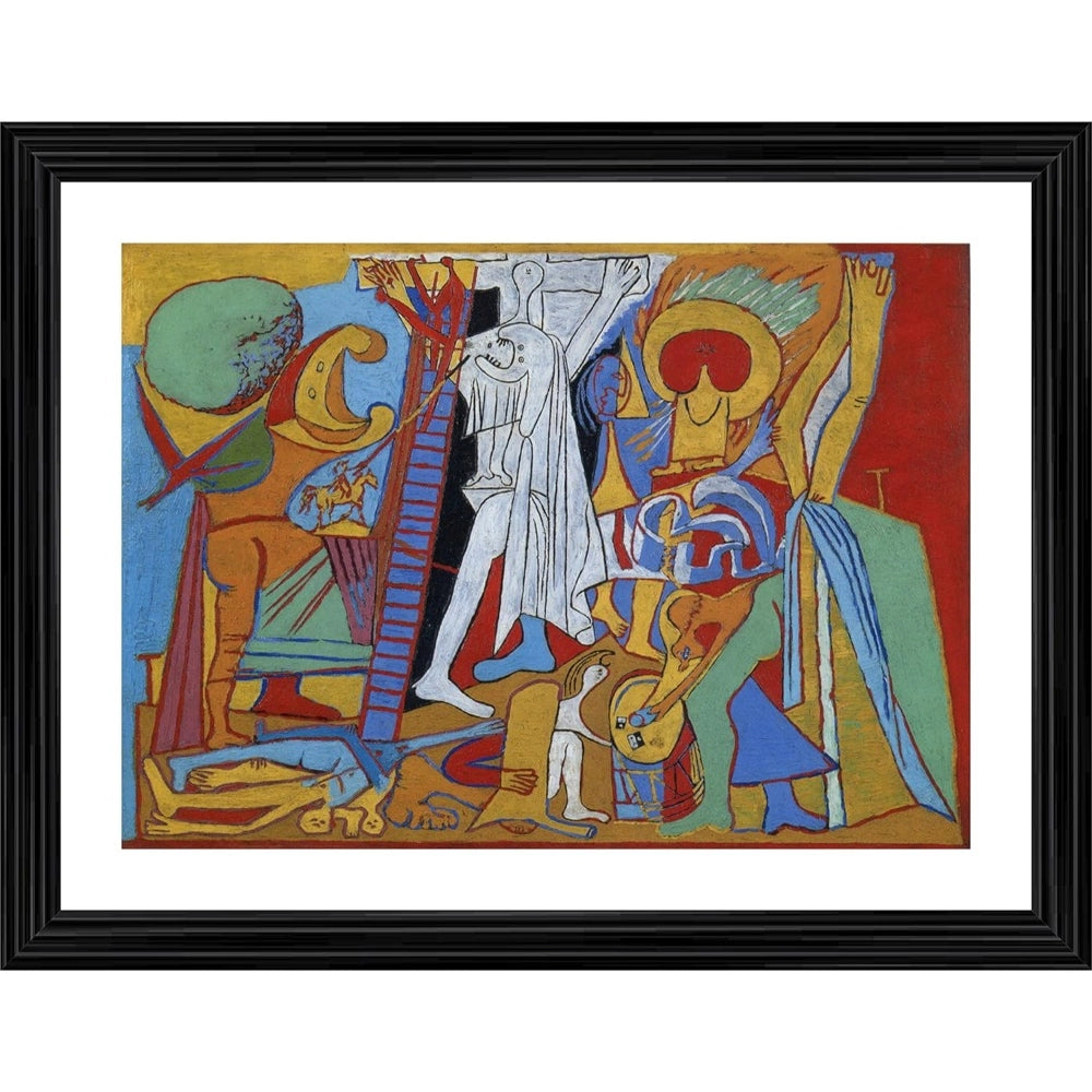 Roneclick Crucifixion 1930 Painting With Wood Photo Frame (Multicolor)