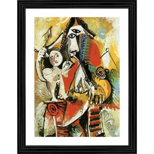 Roneclick Musketeer and Amor 1969 Painting With Wood Photo Frame (Multicolor)