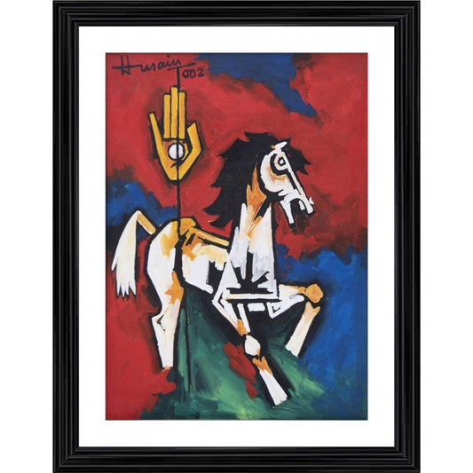 Roneclick The Horse 2002 Painting With Wood Photo Frame (Multicolor)