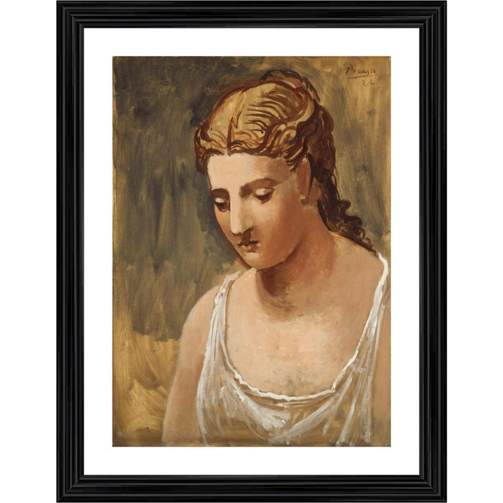 Roneclick Classical Head 1922 Painting With Wood Photo Frame (Multicolor)