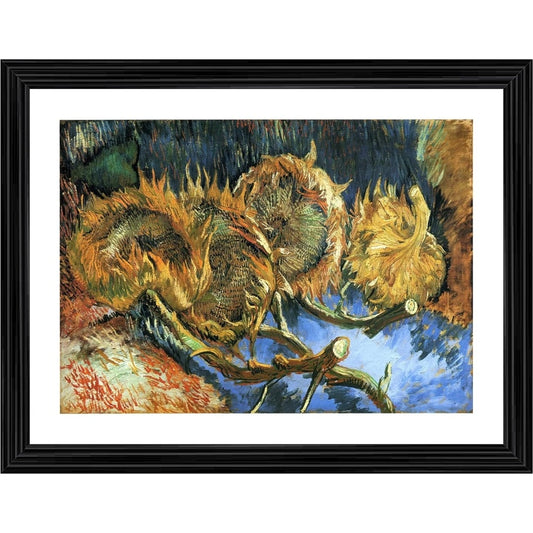 Roneclick Sunflowers Gone to Seed 1888 Painting With Wood Photo Frame (Multicolor)