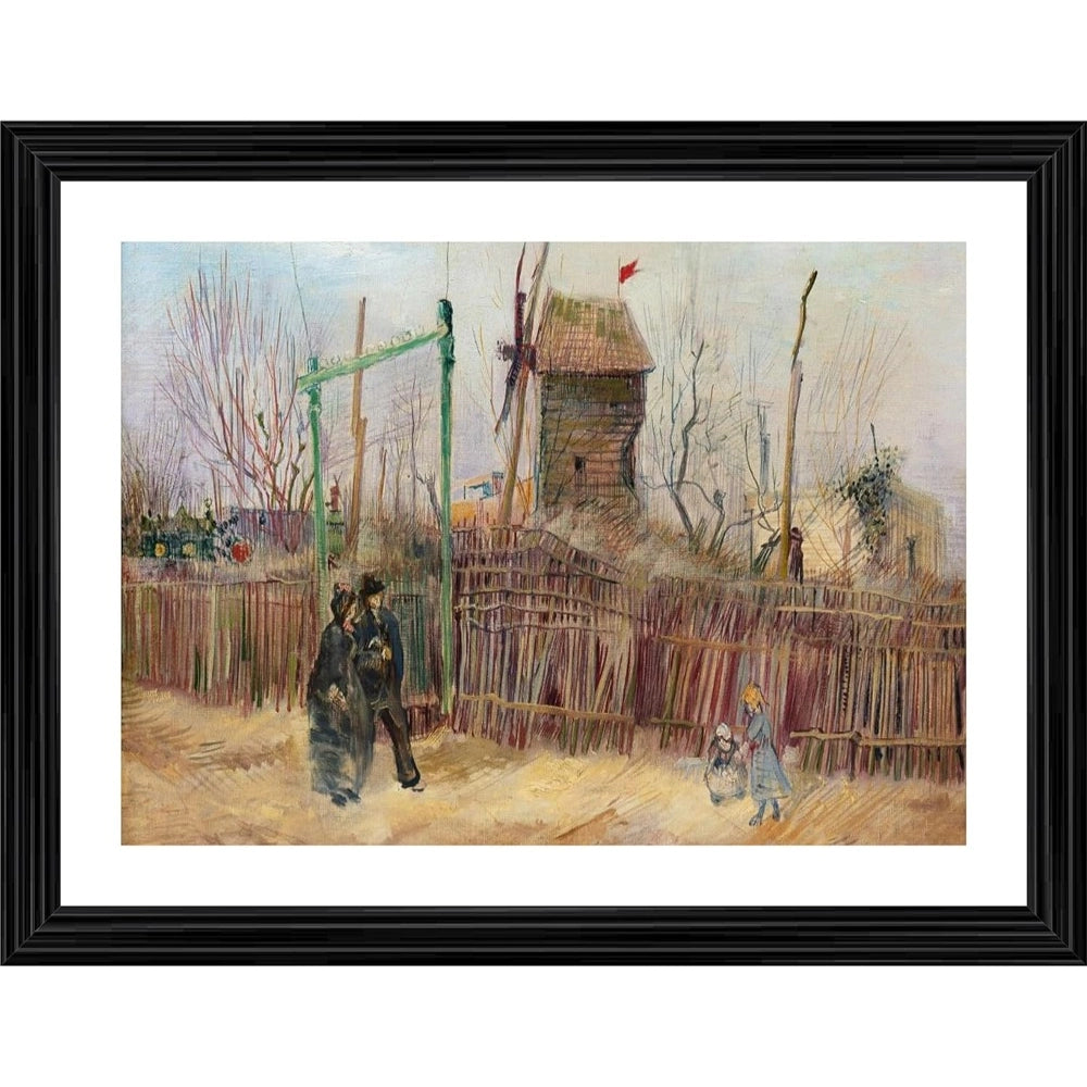 Roneclick Street Scene in Montmartre 1887 Painting With Wood Photo Frame (Multicolor)