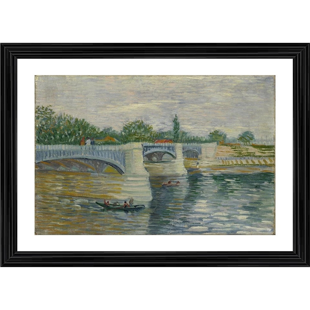 Roneclick The Bridge at Courbevoie 1887 Painting With Wood Photo Frame (Multicolor)