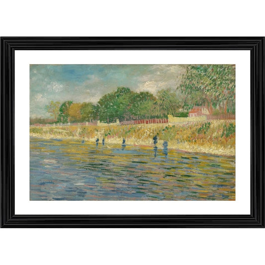 Roneclick Bank of the Seine 1887 Painting With Wood Photo Frame (Multicolor)