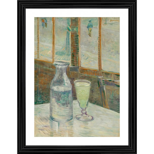 Roneclick Cafe Table with Absinthe 1887 Painting With Wood Photo Frame (Multicolor)