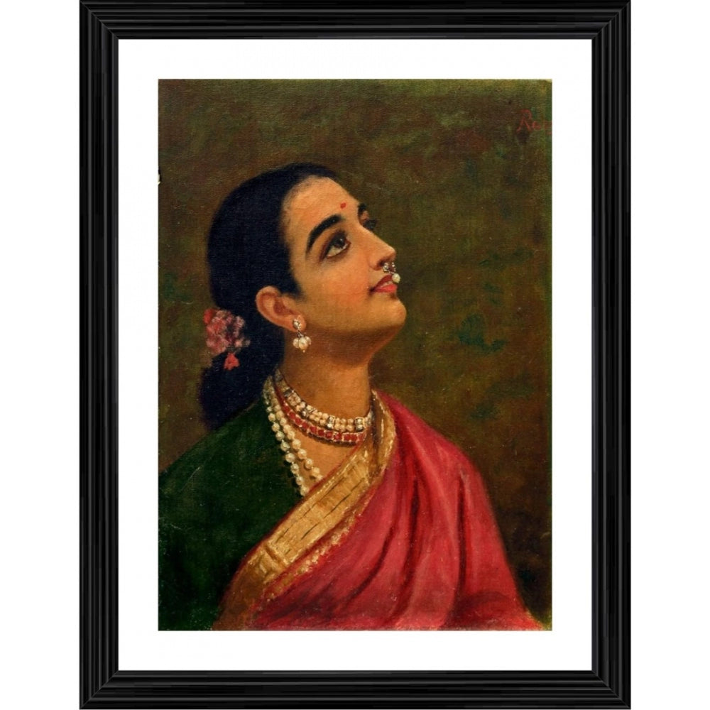 Roneclick Maharashtrian Woman 1891 Painting With Wood Photo Frame (Multicolor)