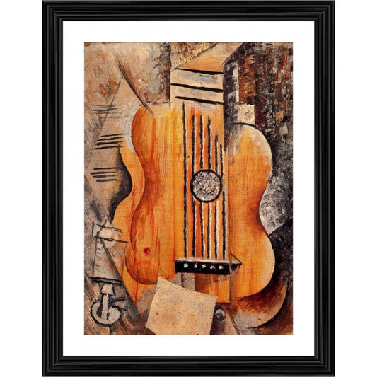 Roneclick Guitar I Love Eva 1912 Painting With Wood Photo Frame (Multicolor)