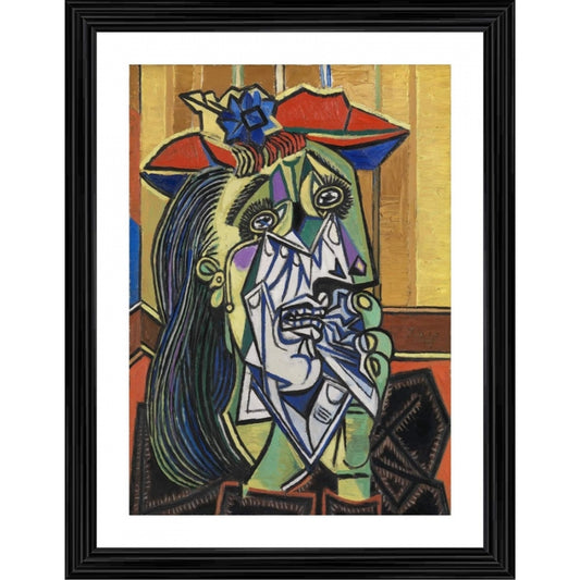 Roneclick The Weeping Woman 1937 Painting With Wood Photo Frame (Multicolor)