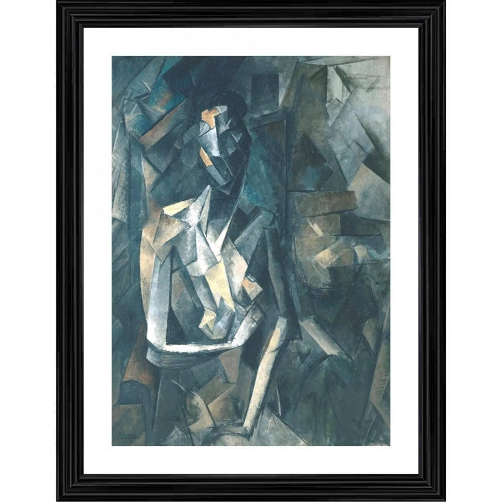 Roneclick Seated woman 1923 Painting With Wood Photo Frame (Multicolor)