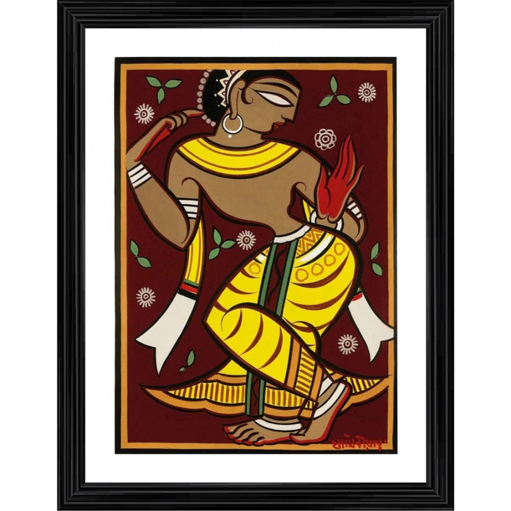 Roneclick Dancing Woman 3 Painting With Wood Photo Frame (Multicolor)