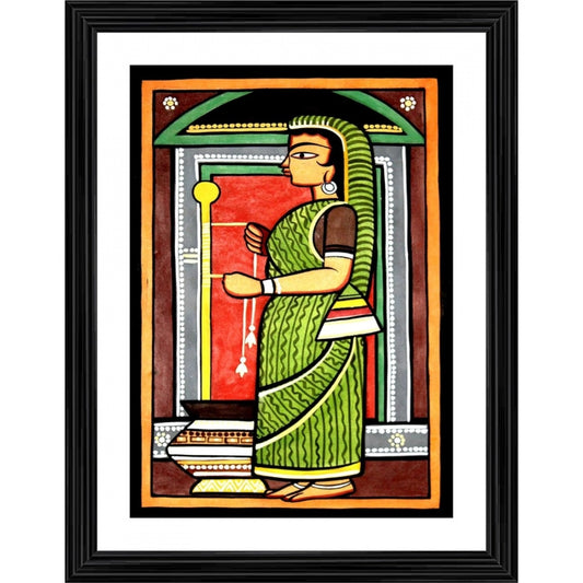 Generic Yashoda Painting With Wood Photo Frame (Multicolor)