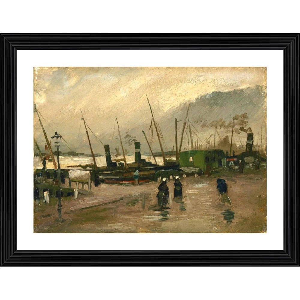 Roneclick The De Ruijterkade in Amsterdam 1885 Painting With Wood Photo Frame (Multicolor)