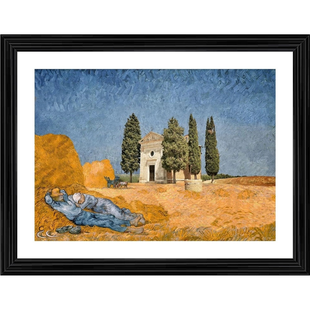 Roneclick Chapel Vitaleta and a Couple 1884 Painting With Wood Photo Frame (Multicolor)