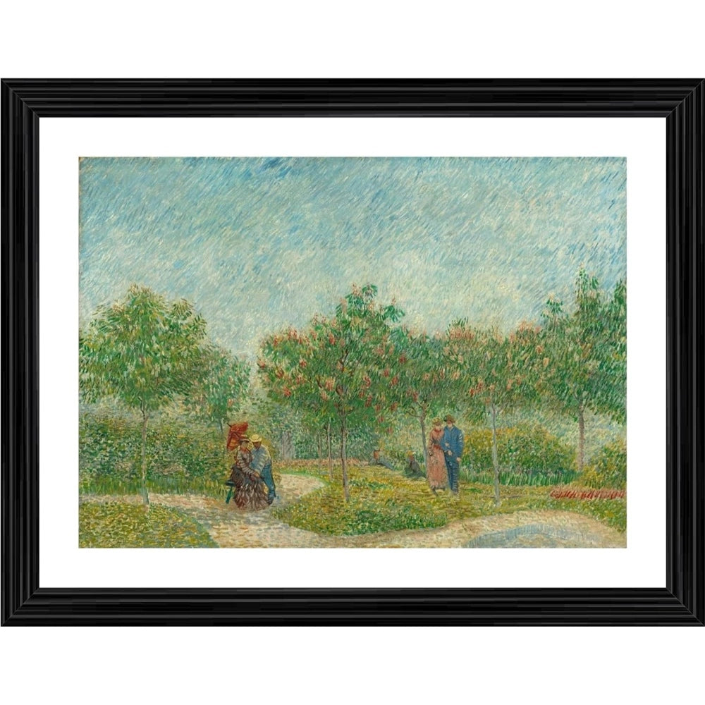 Roneclick Garden with Courting Couples 1887 Painting With Wood Photo Frame (Multicolor)