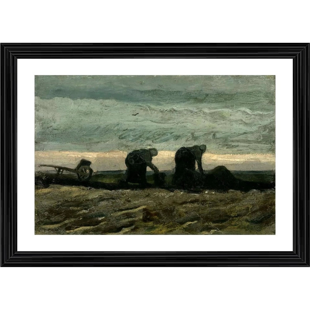 Roneclick Women on the Peat Moor 1883 Painting With Wood Photo Frame (Multicolor)