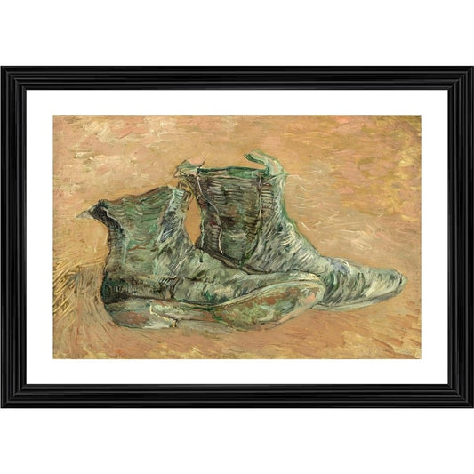 Roneclick Shoes 1887 Painting With Wood Photo Frame (Multicolor)