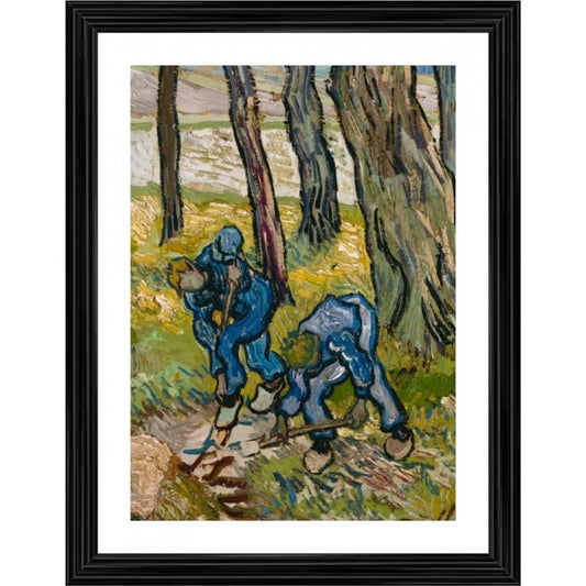 Roneclick Two Diggers among trees 1889 Painting With Wood Photo Frame (Multicolor)