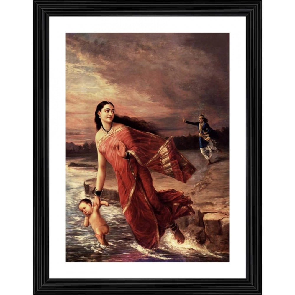 Roneclick Ganga and Shantanu 1890 Painting With Wood Photo Frame (Multicolor)