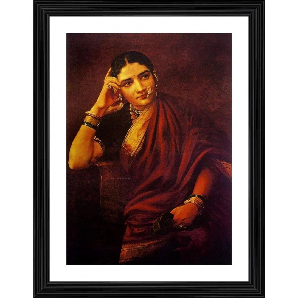 Roneclick Maharashtrian Woman 1893 Painting With Wood Photo Frame (Multicolor)